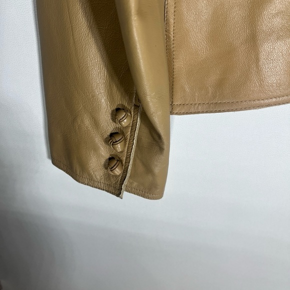 Pamela McCoy Tan Leather Blazer Jacket - Picture 6 of 11